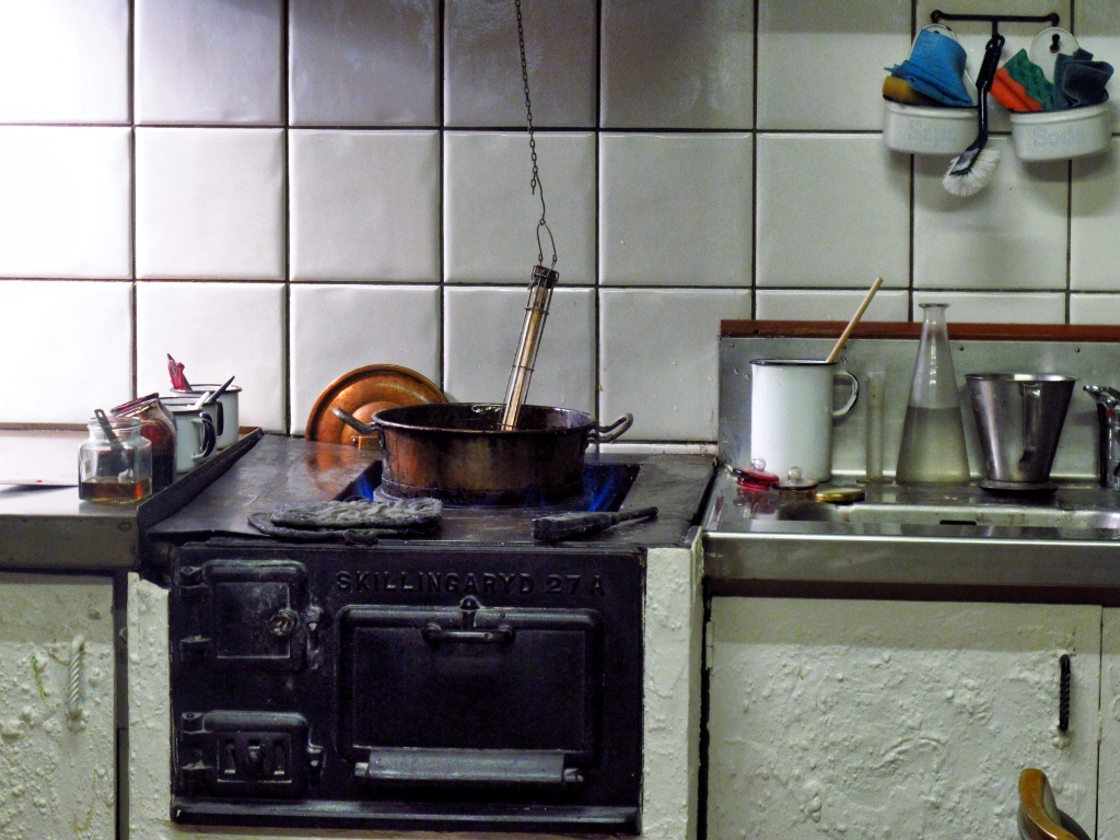 Cooking of polkagris candy-Gränna-Sweden