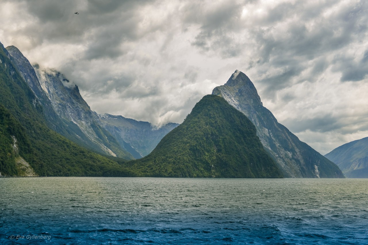 Klippor och landskap i Milford Sound