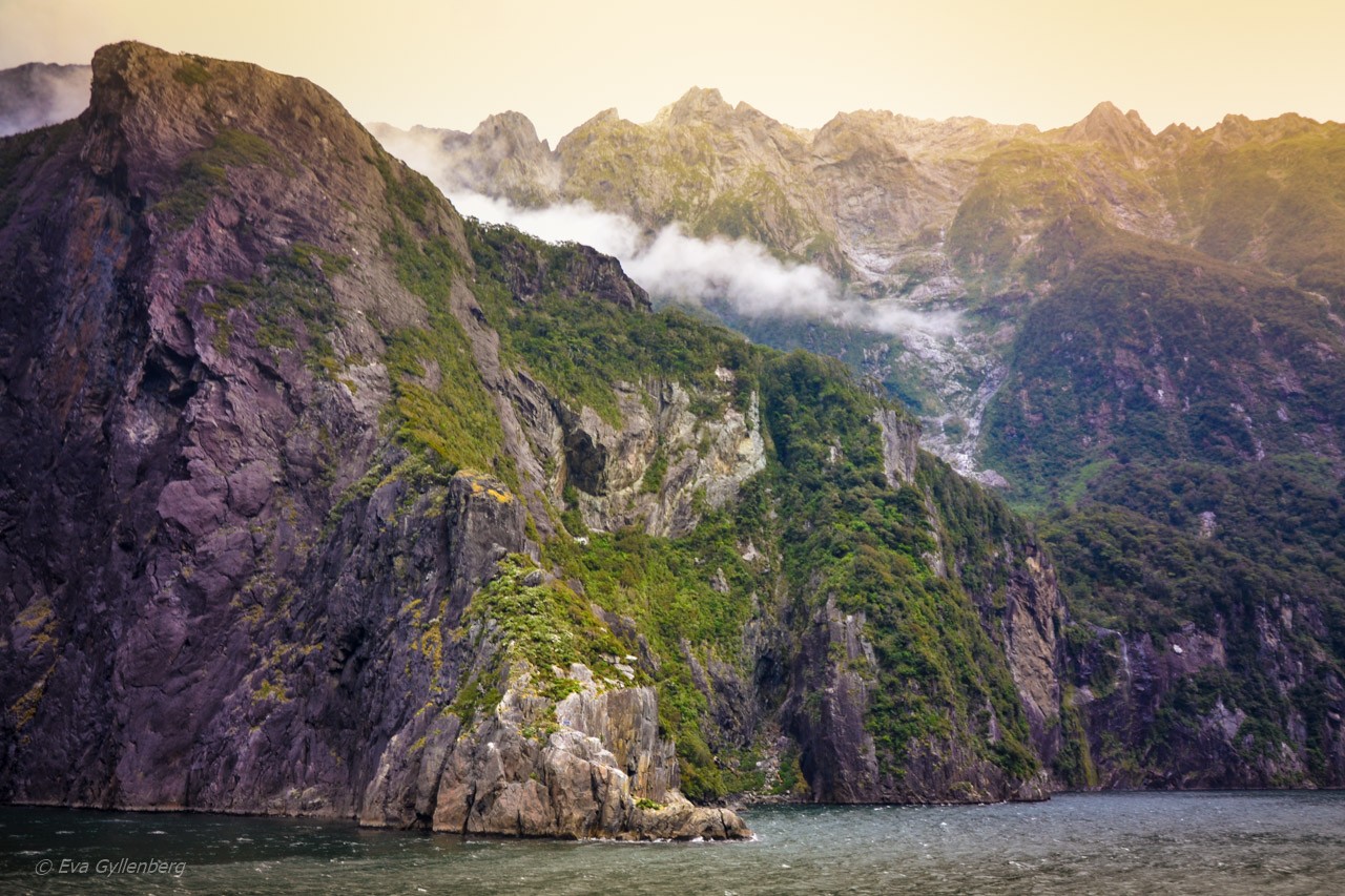 Låga moln i Milford Sound