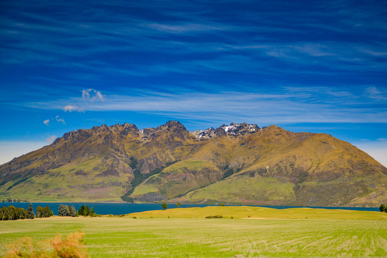 Landskapen är stora utefter vägen till Milford Sound