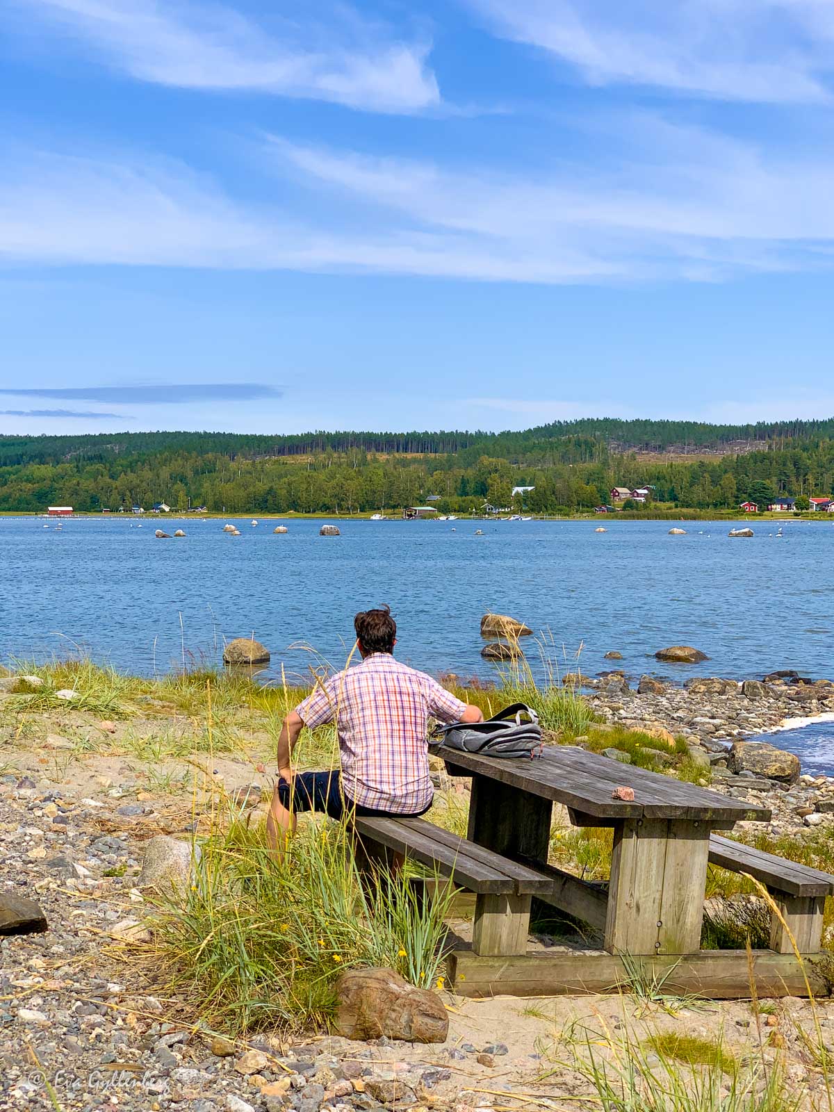 En liten vilopaus i solskenet på väg tillbaka från Balesudden