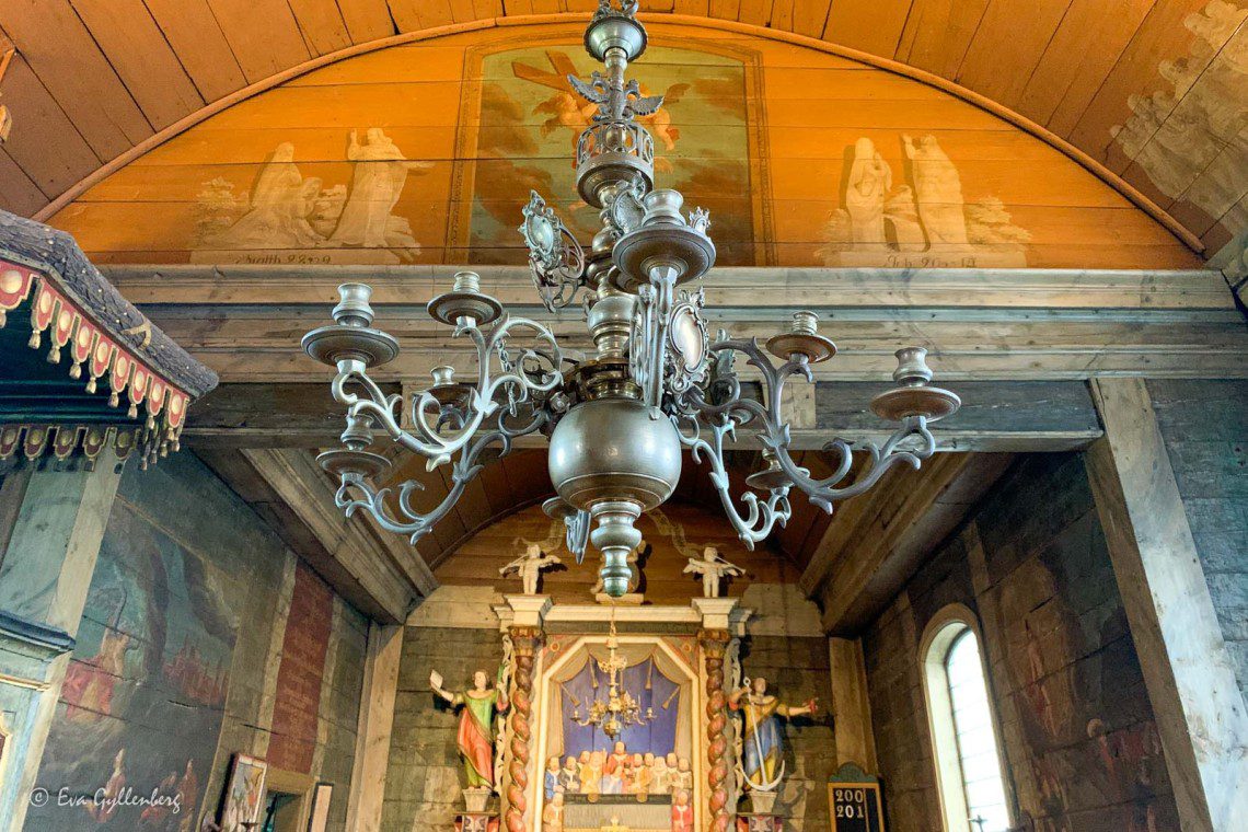 Lampkrona inuti stavkyrkan i Kulturen i Lund