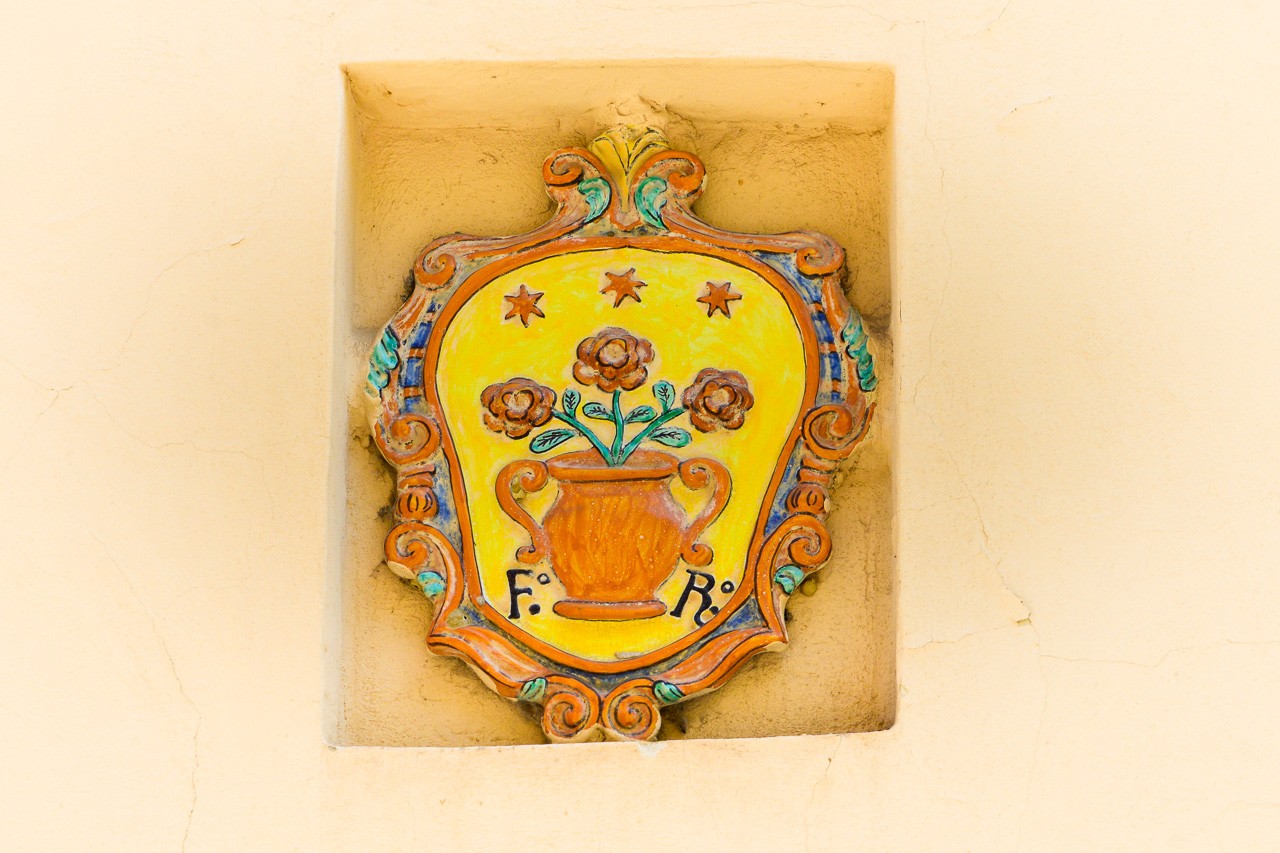 Tile decoration in wall in Tuscany