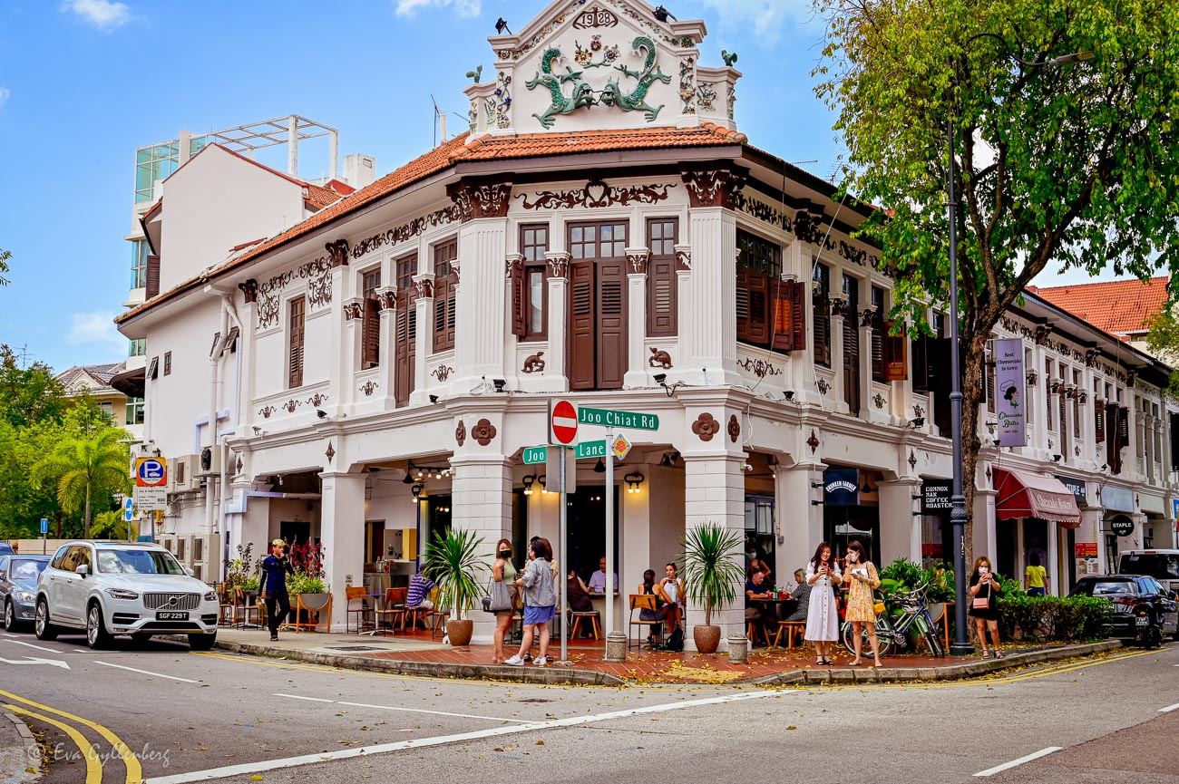Colorful traditional shophouses in Katong and Joo Chiat area