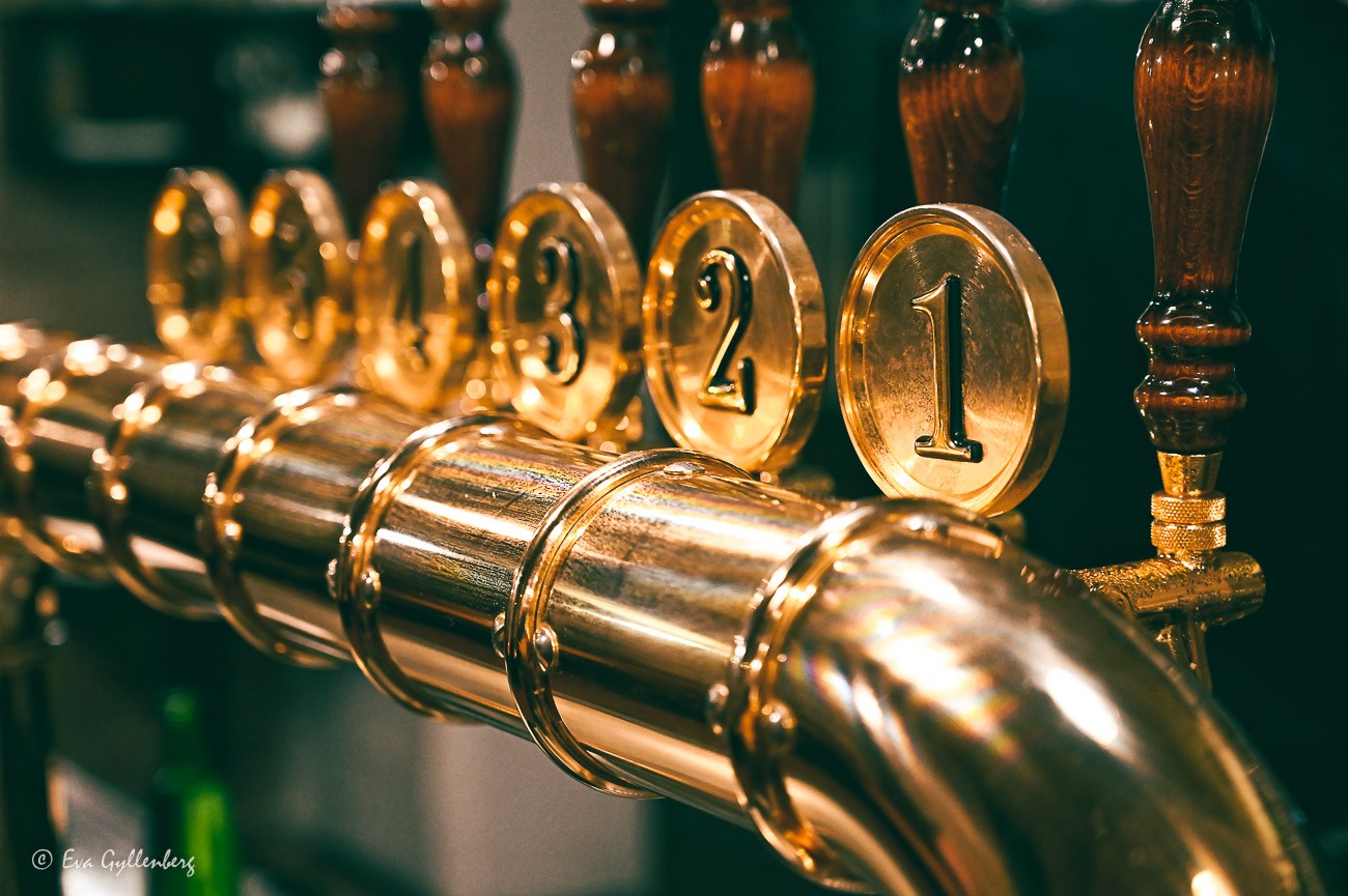 Five beer taps