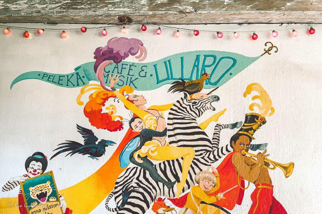 Fin väggmålning med zebra och cirkus