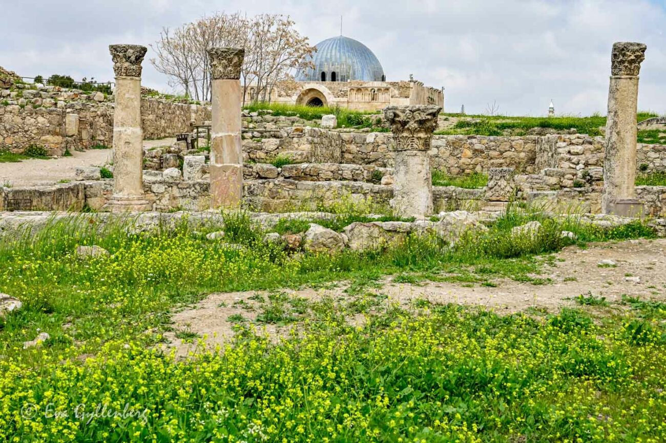 Jebel Al Qala’a med det blå taket sysn över ruinerna