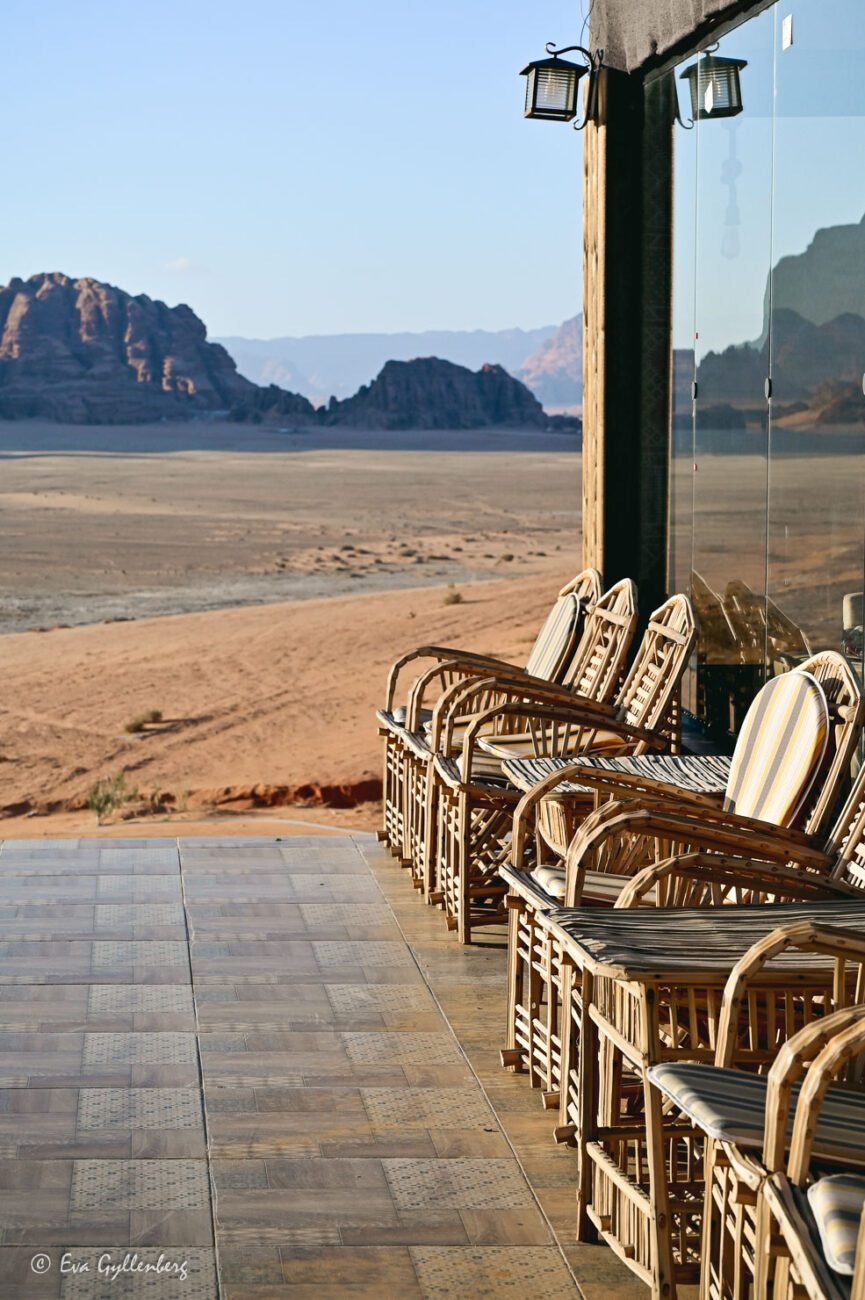Outdoor dining at a glamping hotel in the desert