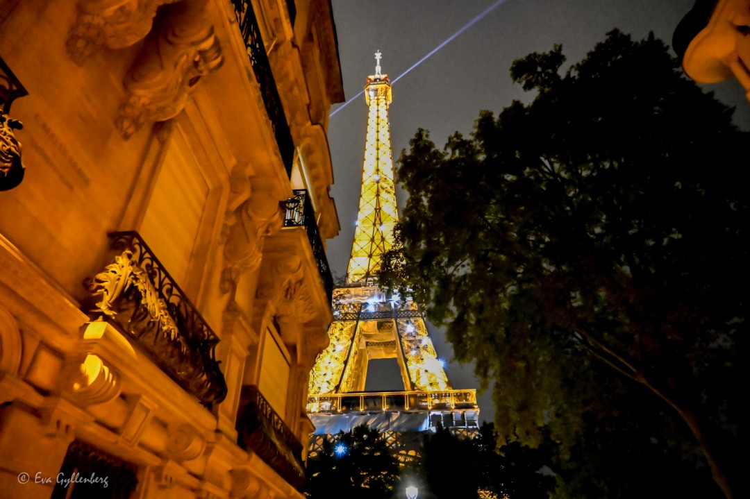 Eiffeltornet från Rue de l'Université
