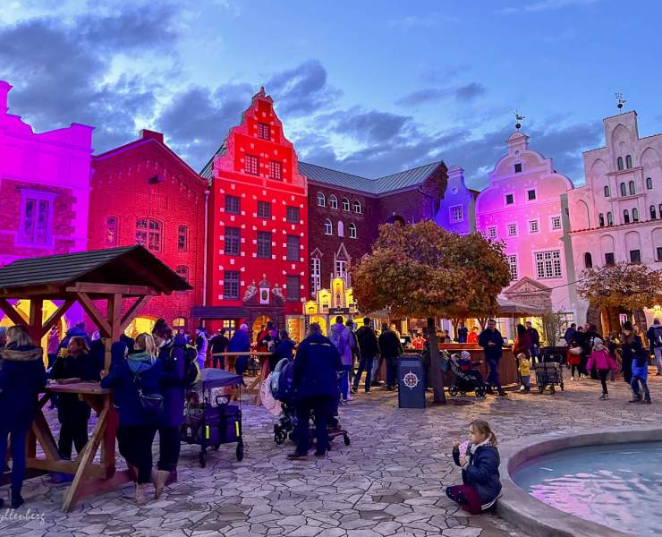 Upplysta fasader i Hansa-Park