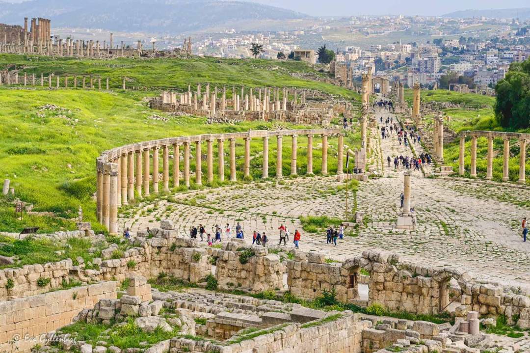 Överblick över stora delar av staden Jerash