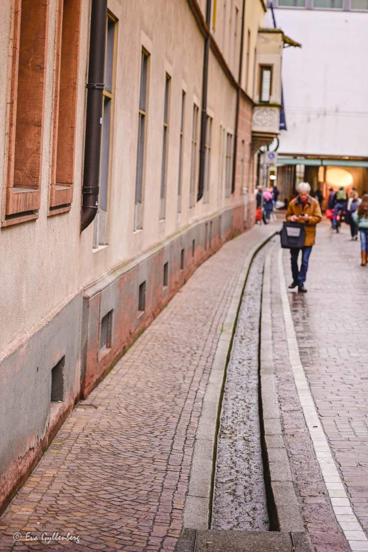 Bächle vattendiken på en gata 